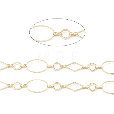 Brass Oval & Ring & Diamond Link Chains CHC-M025-22G-1