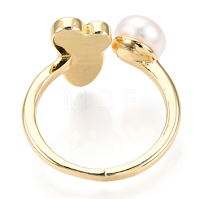 Natural Pearl Open Cuff  Ring with Msilver-Lipped Pearl Oyster PEAR-N022-C09-1