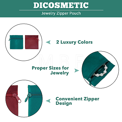 DICOSMETIC 12Pcs 2 Colors Velvet Jewelry Storage Zipper Bags ABAG-DC0001-01-1