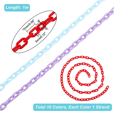   10 Strands 10 Colors Handmade Opaque Acrylic Cable Chains AJEW-PH0003-94-1