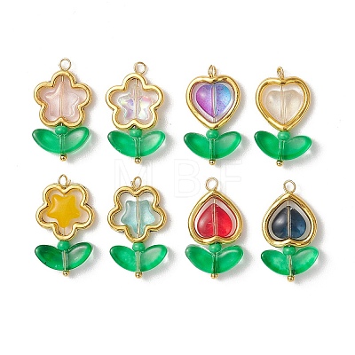 40Pcs Alloy Glass Bead Pendants PALLOY-JF05181-01-1