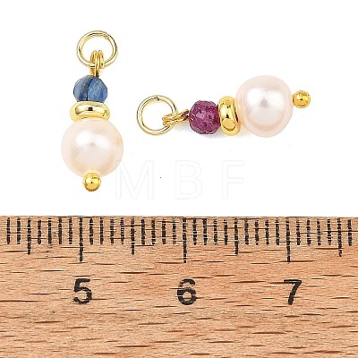 9Pcs 9 Styless Faceted Natural Mixed Stone and Pearl Beaded Pendants PALLOY-JF06015-1