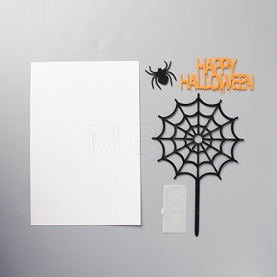Acrylic Spider Web & Halloween Word Cake Insert Card Decoration DIY-H109-08-1
