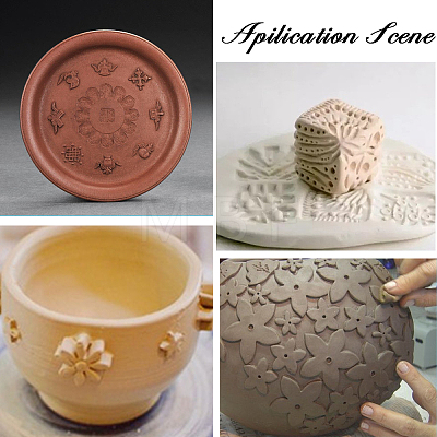 Chinese Mid-Autumn Festival Hand-Pressure Wooden Flower Carved Moon Cake Mould DIY-WH0410-25-1