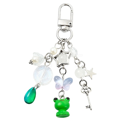Glass & Resin & Alloy Pendant Decorations HJEW-YW00408-03-1