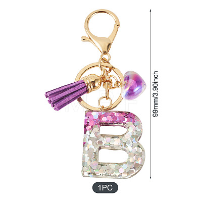 Alloy Resin Heart Keychains KEYC-TADJ0002-01G-B-1