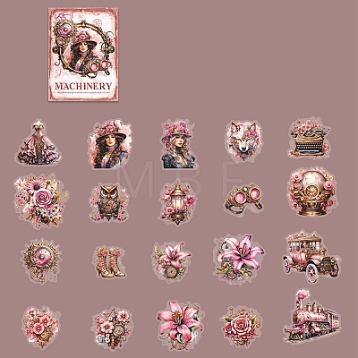 Woman & Flower Waterproof PET Stickers Set DIY-G117-03F-1