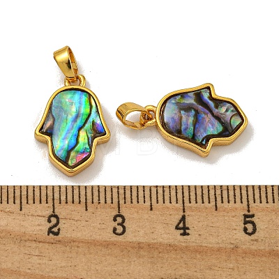 Rack Plating Brass Pave Natural Paua Shell Pendants KK-U025-04G-02-1