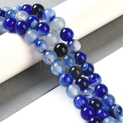 Natural Striped Agate/Banded Agate Beads Strands G-Z060-A01-B25-1