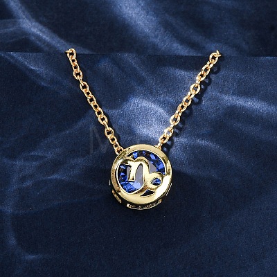 Brass Pave Cubic Zirconia Birth Stone Constellation Pendant Cable Chain Necklaces LS-NJEW-D334-01G-06-1