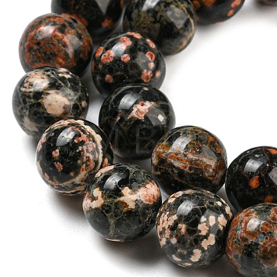 Natural Red Snowflake Obsidian Round Beads Strands G-P503-10MM-06-1