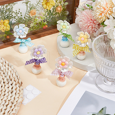 5Pcs 5 Colors Cute Plastic Shaking Head Flower Ornament AJEW-CN0006-02-1
