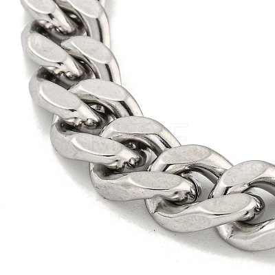 Non-Tarnish 201 Stainless Steel Cuban Link Chain Bracelets for Women and Men BJEW-F473-03P-02-1