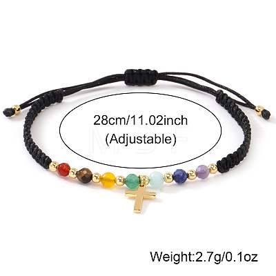 Brass Cross Charm Braided Bracelets WW9232-1