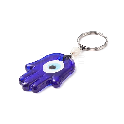 Handmade Lampwork Blue Evil Eye Keychain Key Ring KEYC-JKC00385-04-1