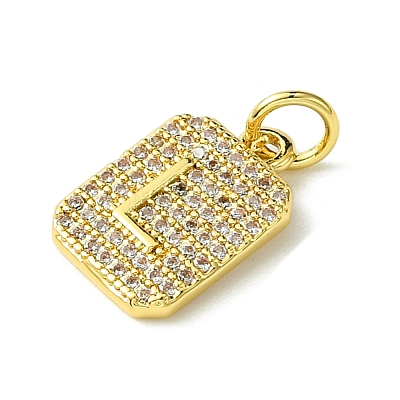 Rack Plating Brass Micro Pave Clear Cubic Zirconia Charms KK-G501-01L-G-1