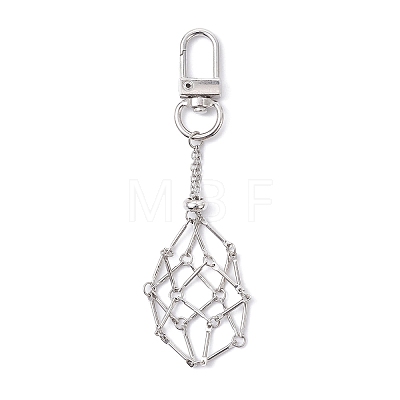 Brass Macrame Pouch Empty Stone Holder Pendant Decoration KK-CJ1B98-P-1