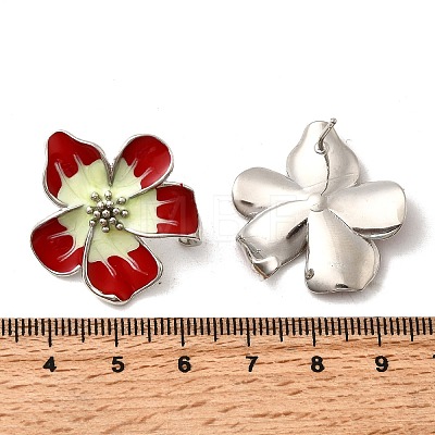 Brass Enamel Flower Stud Earrings EJEW-P322-03P-1