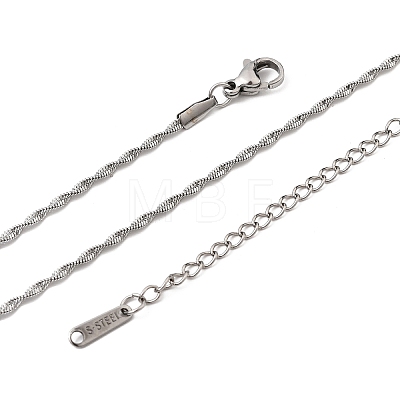12Pcs 1.7MM 304 Stainless Steel Rope Chain Necklaces for Men Women NJEW-H093-13P-1