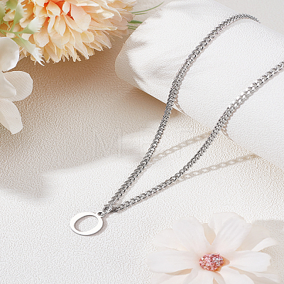 1Pc 304 Stainless Steel Letter Pendant Necklaces NJEW-LP0001-33O-P-1