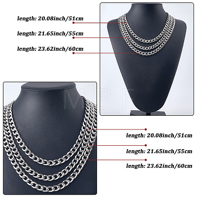 1Pc 304 Stainless Steel Cuban Link Chain Necklaces for Men Women NJEW-SP0001-23B-1