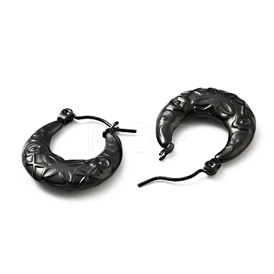 Ion Plating(IP) 304 Stainless Steel Crescent Moon with Butterfly Hoop Earrings for Women EJEW-G293-15EB-1