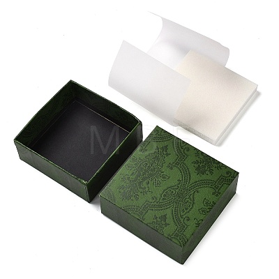 Square Flower Print Cardboard Bracelet Box CBOX-Q038-03C-1