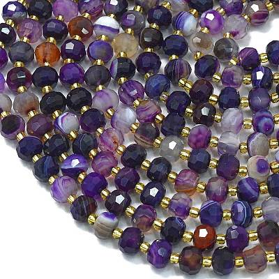 Natural Dyed Purple Banded Agate Beads Strands G-K389-E35-01-1