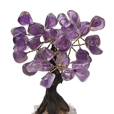 Natural Amethyst Chips Tree Sculpture DJEW-K026-01A-1