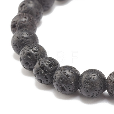 Natural Lava Rock Stretch Bracelet with Tree of Life BJEW-JB07692-1