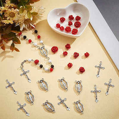 Religion and Rose Beads Necklace DIY Making Kit DIY-FH0004-05-1