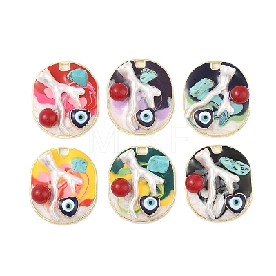 Rack Plating Alloy Enamel Pendants FIND-Z062-03G-1