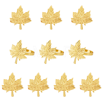 Maple Leaf Alloy Napkin Rings AJEW-WH0314-77G-1