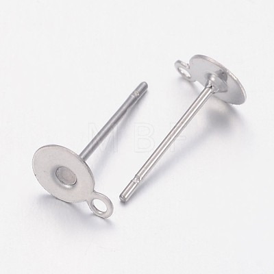 304 Stainless Steel Stud Earring Settings STAS-N036-03B-1