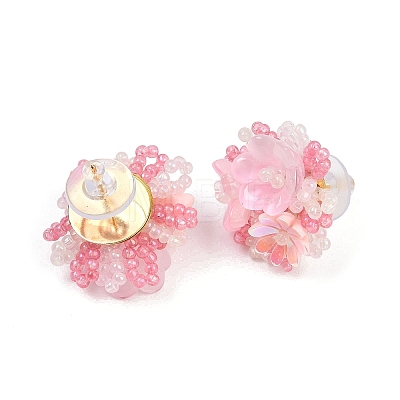 Flower Glass Plastic Stud Earrings FS-WG119A6-01-1