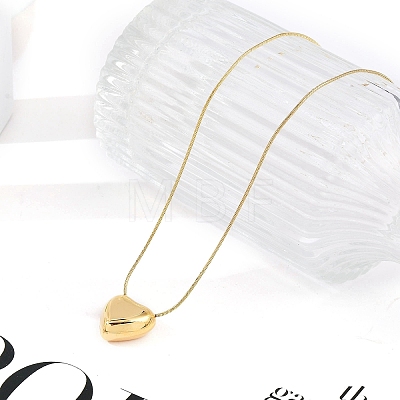 304 Stainless Steel Heart Pendant Round Snake Chain Necklaces for Women NJEW-B122-01G-02-1