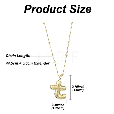 1Pc Initial Letter Brass Pendant Necklaces NJEW-YW0001-24T-1