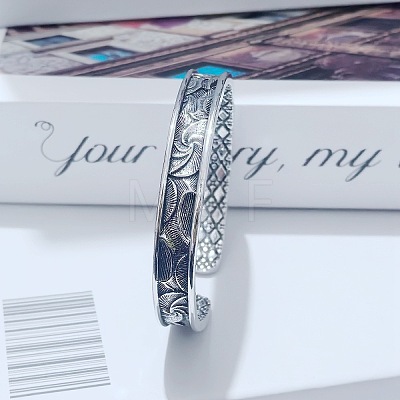 Vintage Zinc Alloy Textured Open Cuff Bangles WG06AAA-01-1