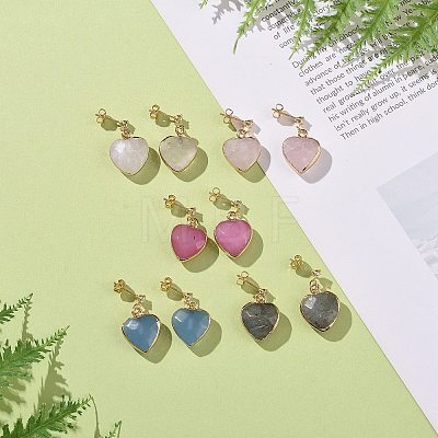 Heart Gemstone Dangle Earrings EJEW-JE05147-1