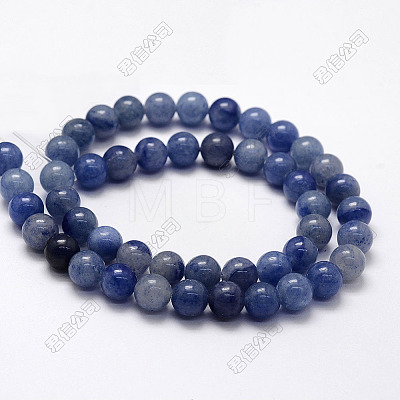 Dyed & Heated Natural Blue Aventurine Beads Strands X-G-I199-24-8mm-1