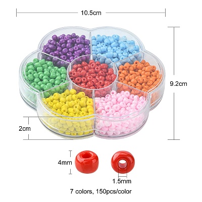 1050Pcs 7 Color 6/0 Opaque Colours Glass Seed Beads SEED-CJ0001-19-1