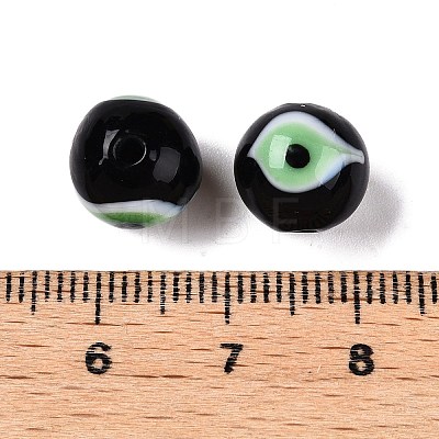 Handmad Evil Eye Round Lampwork Beads LAMP-T021-17E-1