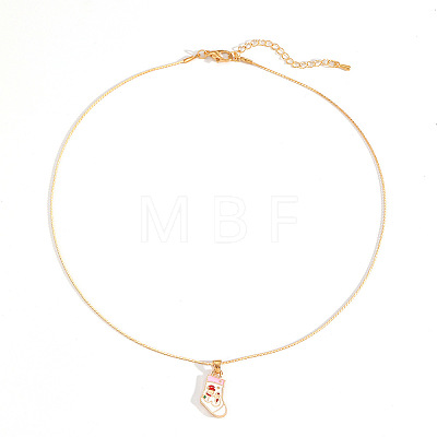 Christmas Zinc Alloy Enamel Pendant Necklaces FS-WG170EE-03-1