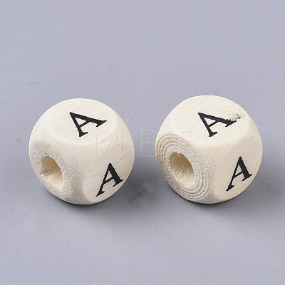 Printed Natural Wood Beads WOOD-T026-001A-1