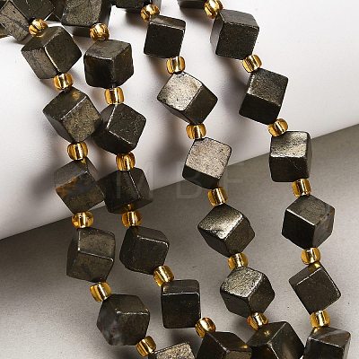 Natural Gold Pyrite/Golden Pyrite Beads Strands G-F833-M01-01-1