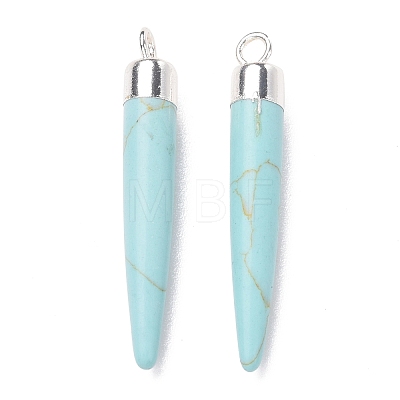 Synthetic Turquoise Brass Pointed Pendants G-B025-02P-05-1