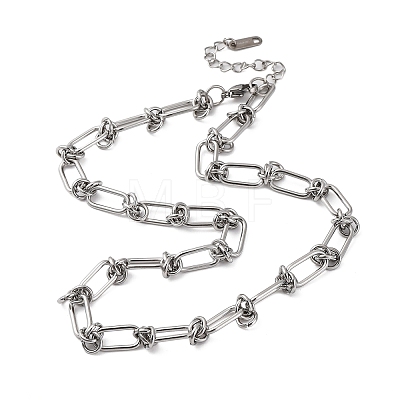 304 Stainless Steel Oval Knot Link Chain Necklaces for Women Men NJEW-P321-02P-1