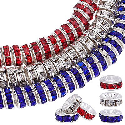 900Pcs 3 Colors Brass Grade A Rhinestone Spacer Beads RB-PH0001-75-1