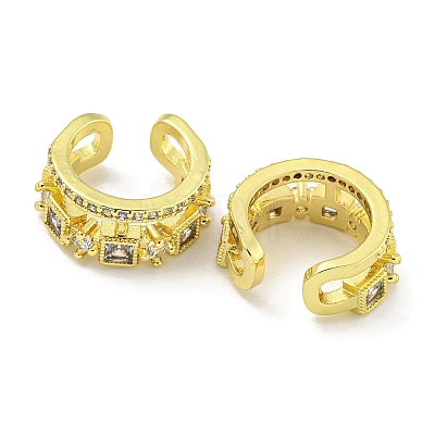 Brass Micro Pave Cubic Zirconia Cuff Earrings EJEW-C104-026G-1