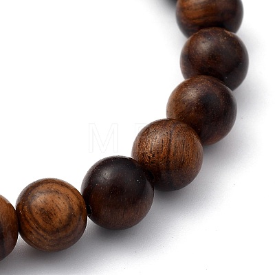 Unisex Natural Wood Beaded Stretch Bracelets BJEW-JB05463-03-1